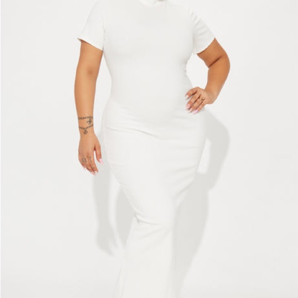 🆕 Fashion Nova Cora Snatched Maxi Dress - Off White Size 1X
